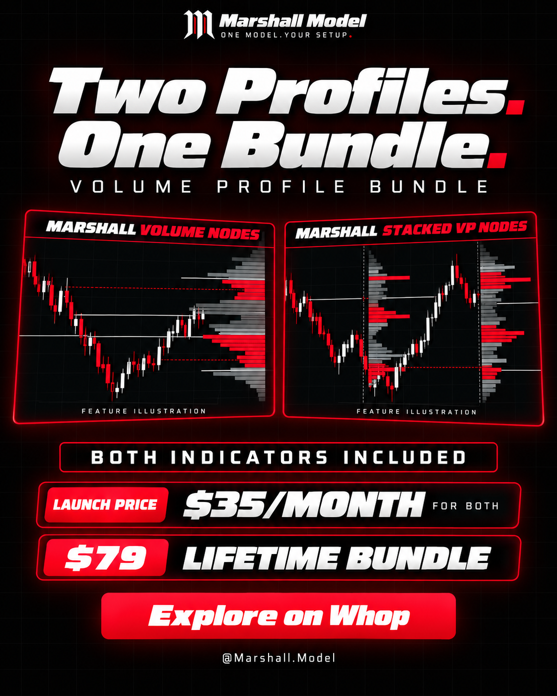Illustrative volume-profile chart panels for the Volume Profile Bundle.